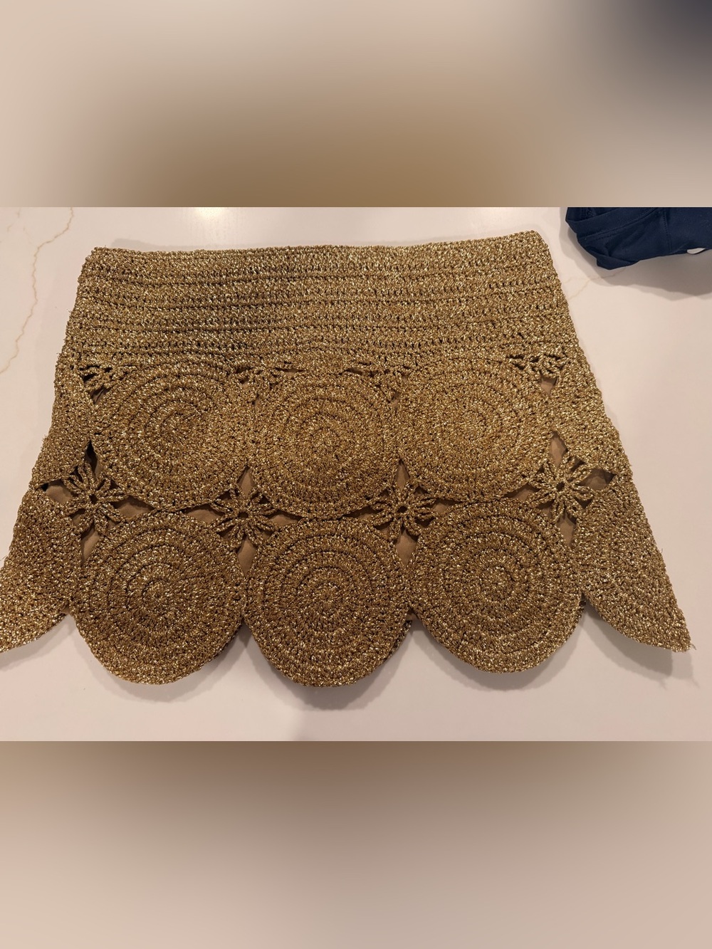 Simon Miller Beep Beep Gold Crochet Scalloped Mini Skirt XS - Picture 4 of 7